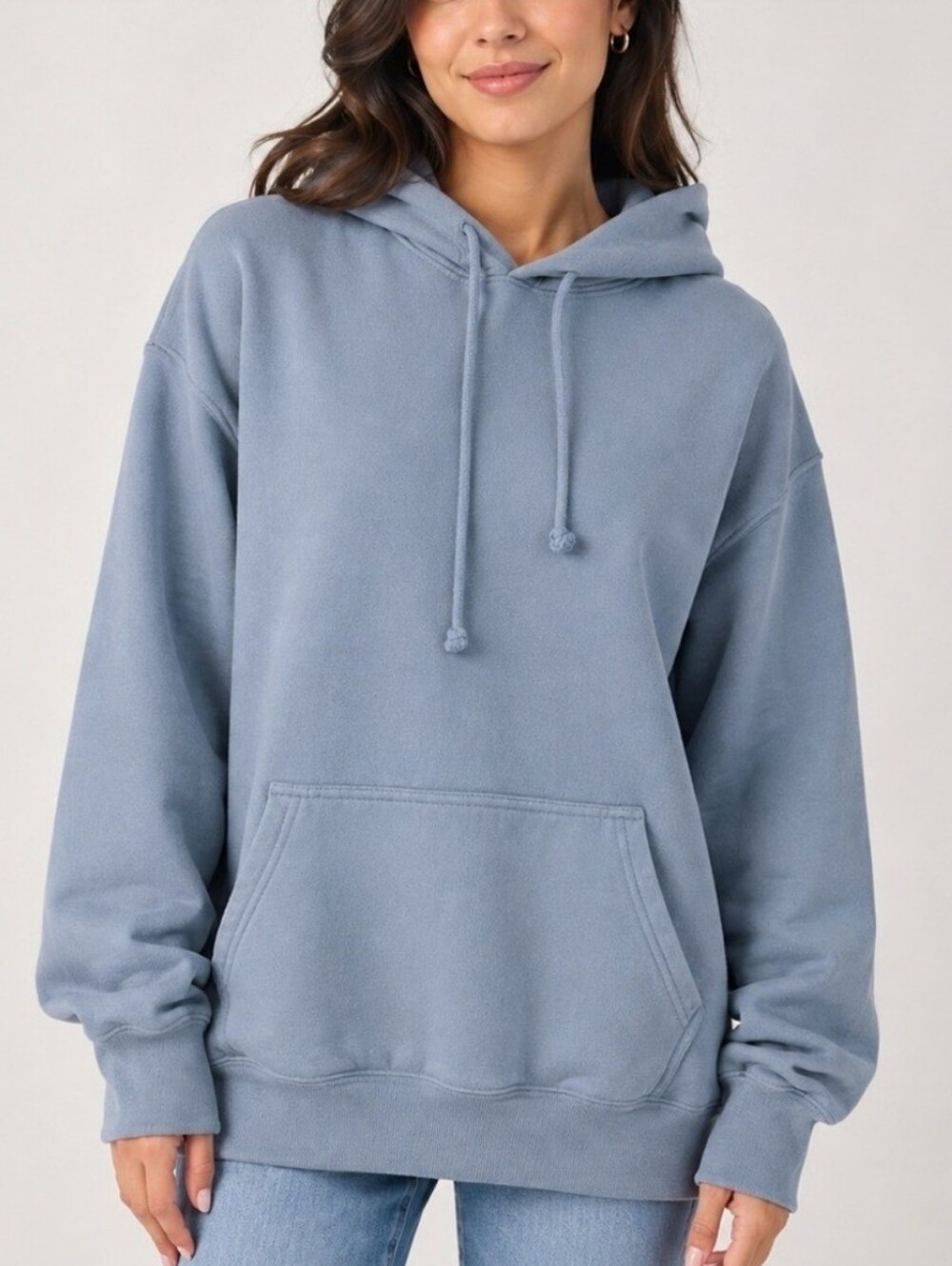 TNA Cozy Fleece Blue Boyfriend Fit Pullover Hoodie Oversized Streetwear